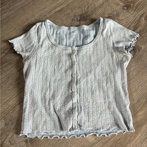 Light Blue Button-Up Cropped Top